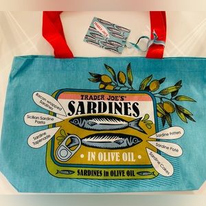 Trader Joe ’s Reusable Cotton Tote Bag - Sardines - NWT